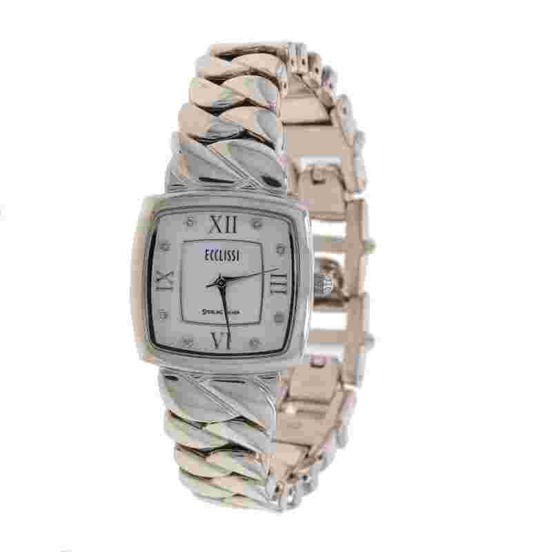 Ecclissi Diamond Ladies Wristwatch 33535 - Sterling & Stainless Quartz 1 Yr Wnty
