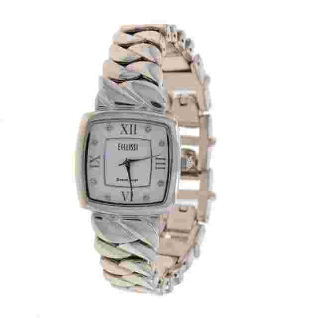 Ecclissi Diamond Ladies Wristwatch 33535 - Sterling & Stainless Quartz 1 Yr Wnty
