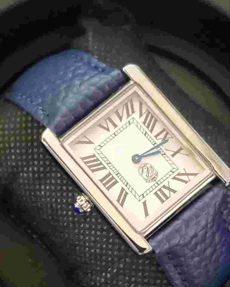 Pierre Lucerne Vintage Design Swiss Inspired Men 1888Tank Dress Watch Blue Band