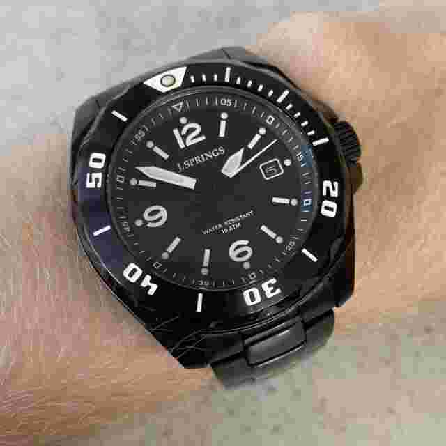 Seiko J.Springs Quartz BBH106 Blackout Quickset Date Watch