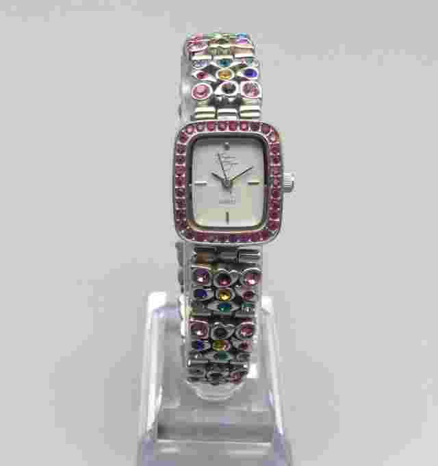 Vtg Suzanne Somers Watch Women 20mm Silver Tone Rhinestones New Battery 7"