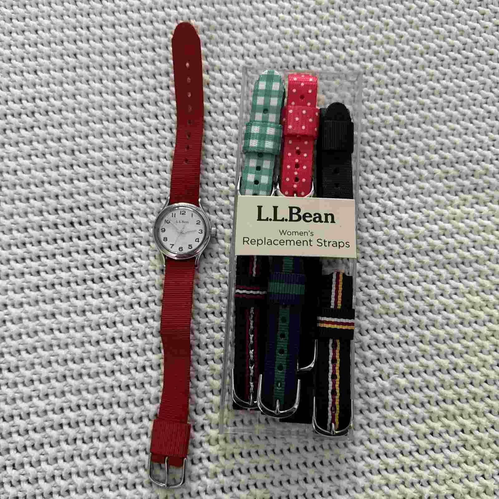 LL Bean Watch Women White Dial Silver Tone New Battery with 8 different bands
