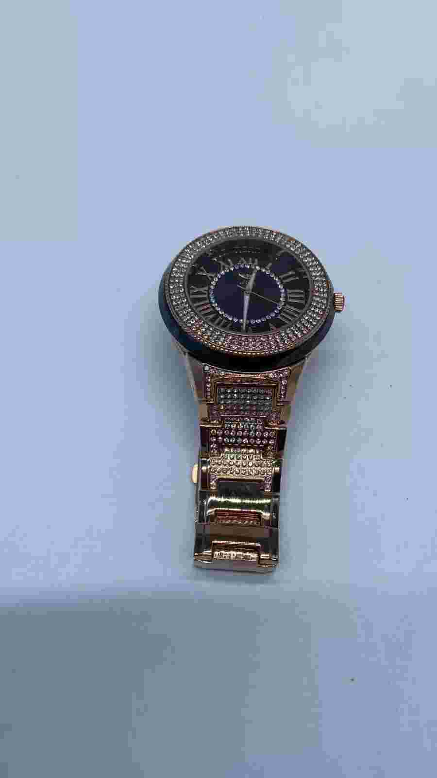 NY London Roman Number Bling Dial Rose Gold Analogue Watch 7704A