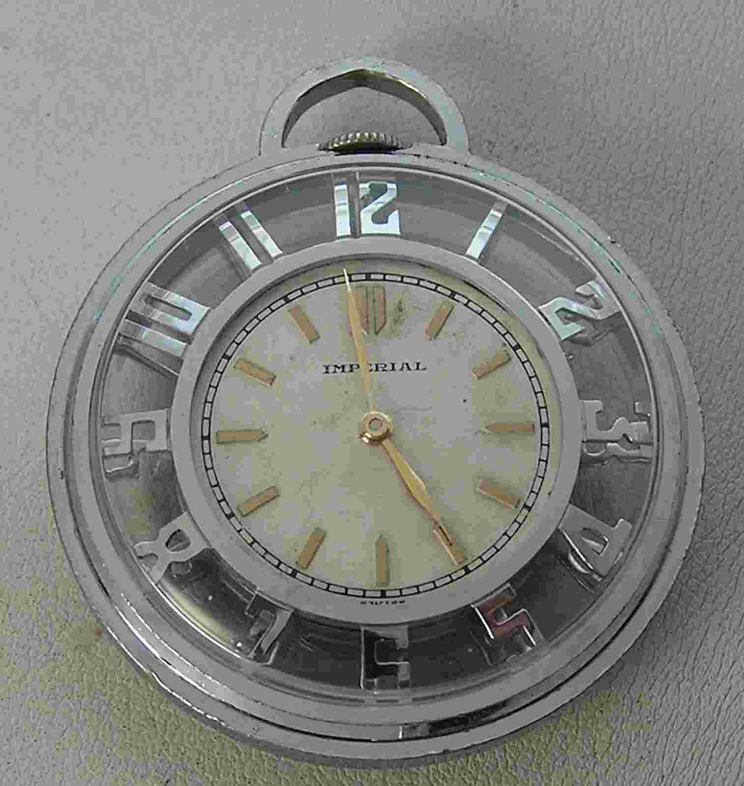 Awesome 1950's Imperial Pocket Watch Skeleton Style Display Exhibition 41mm