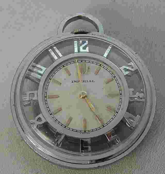 Awesome 1950's Imperial Pocket Watch Skeleton Style Display Exhibition 41mm