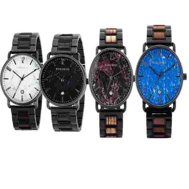 Fashion Men's Wrist Watch Date Analog Display Wooden Band Quartz Watch Timepiece