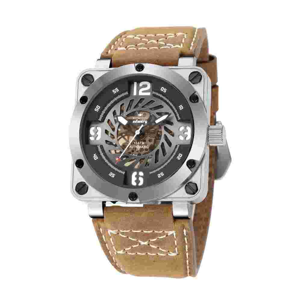Infantry Aviateur Falcon Brown Leather Strap Men Watch AVR-003-SKL-01