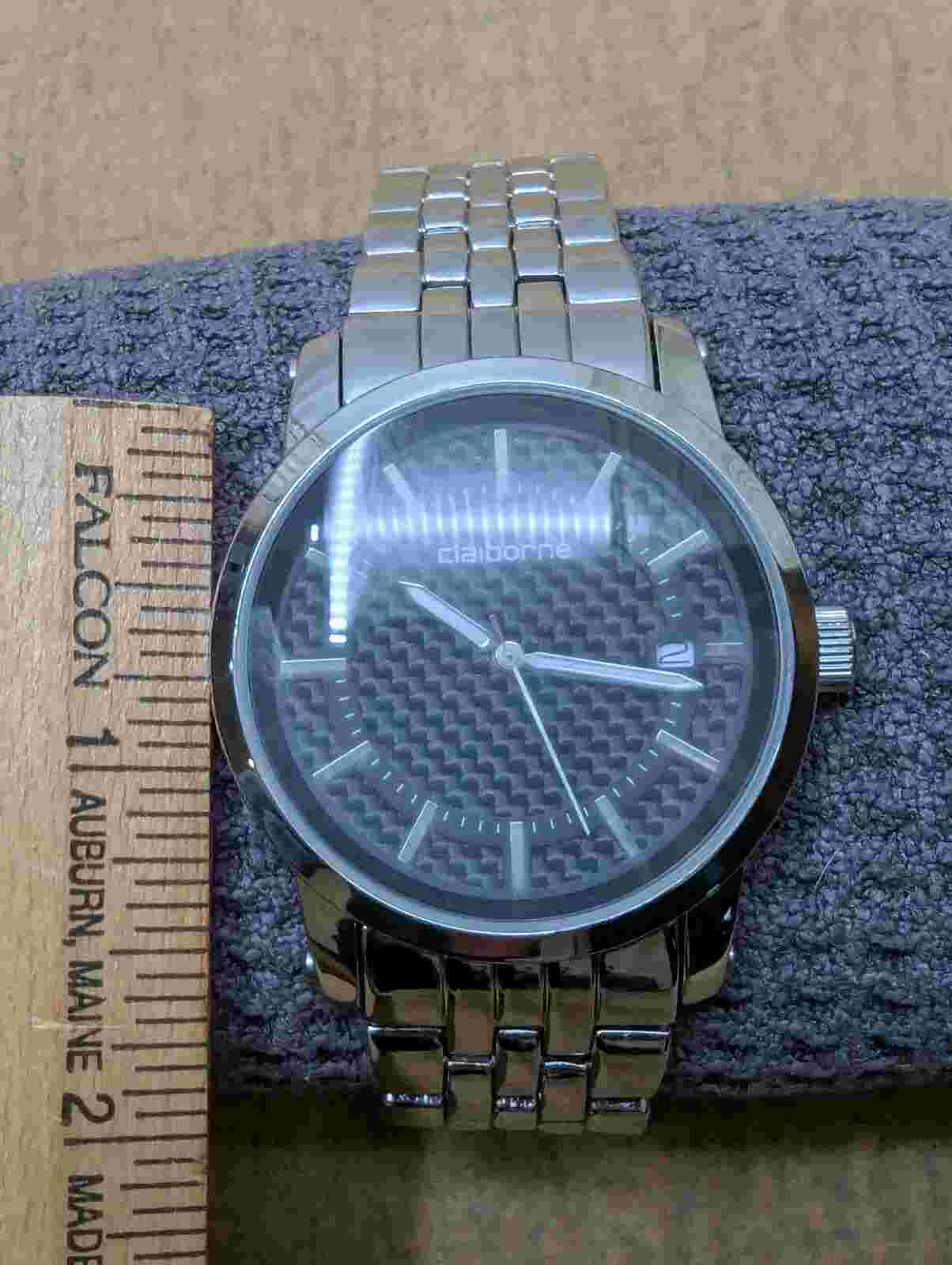 Claiborne Men's Watch Stainless Steel Bracelet Band & Back Analog Date CLM1042
