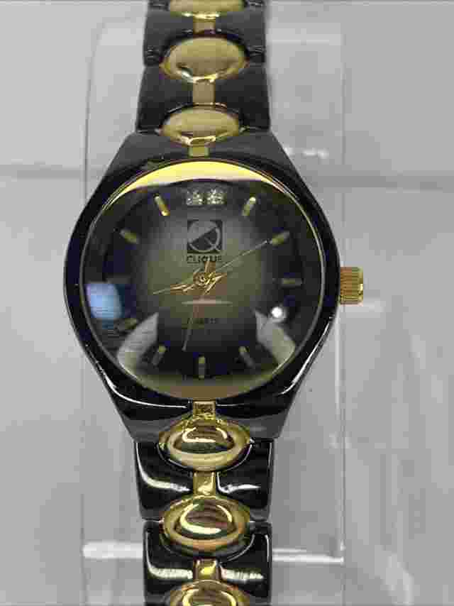 Clique Women's Black & Gold Quartz Watch 25mm Case- New Battery