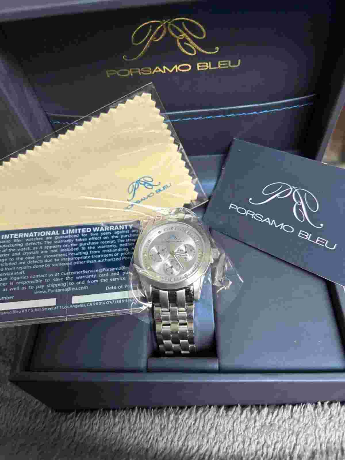 Porsamo Bleu Women's Diana Diamond and Silver Tone Bracelet Watch, 741 A0038 NIB