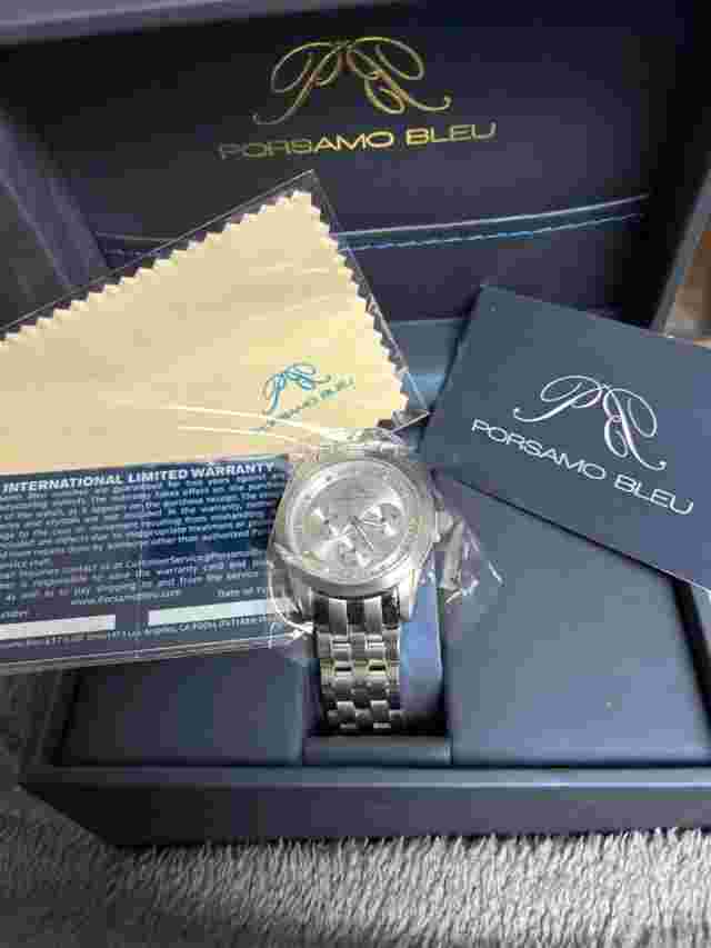 Porsamo Bleu Women's Diana Diamond and Silver Tone Bracelet Watch, 741 A0038 NIB