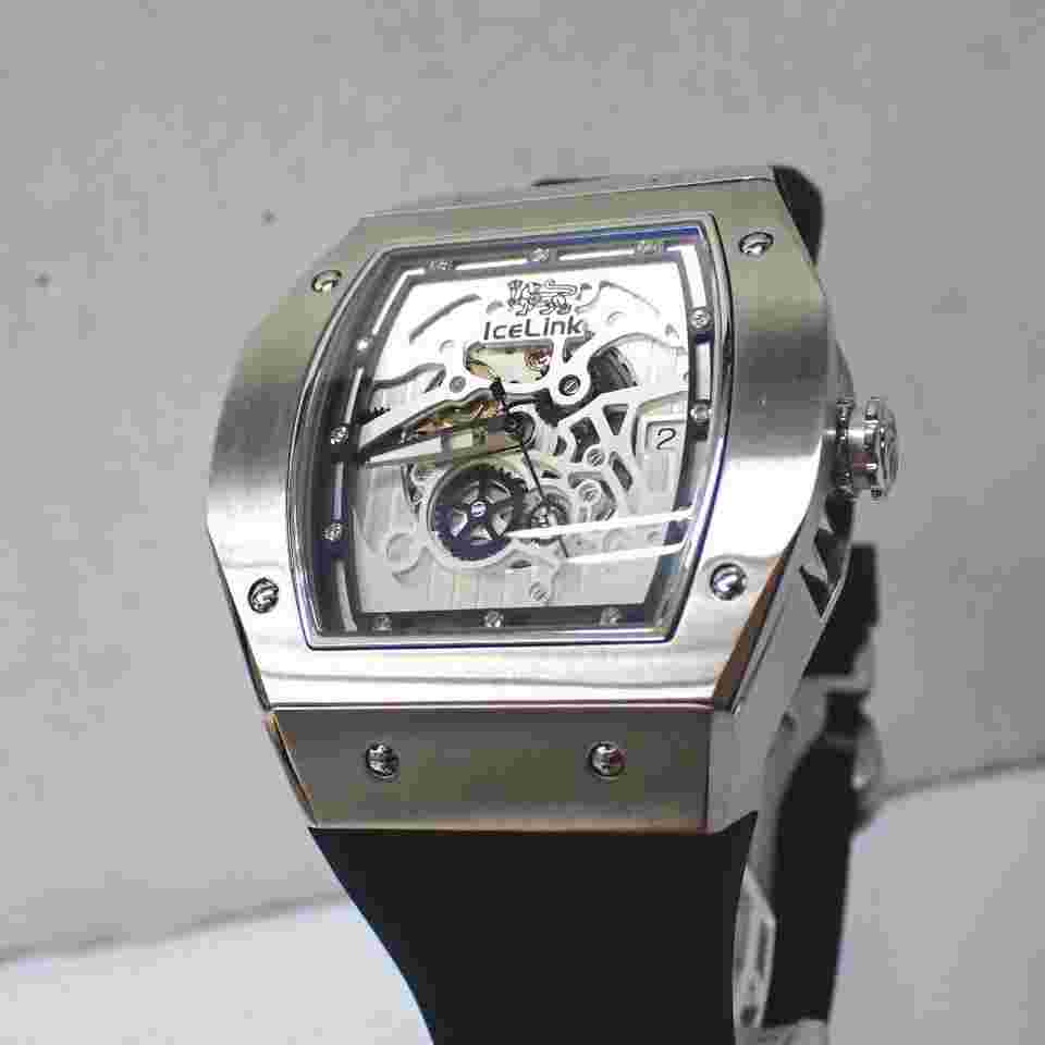 Ice Link SS Rubber x Buckle Belt Diamond Watch ALPHA C-23 White Dial Used Watch