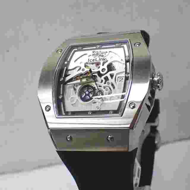 Ice Link SS Rubber x Buckle Belt Diamond Watch ALPHA C-23 White Dial Used Watch