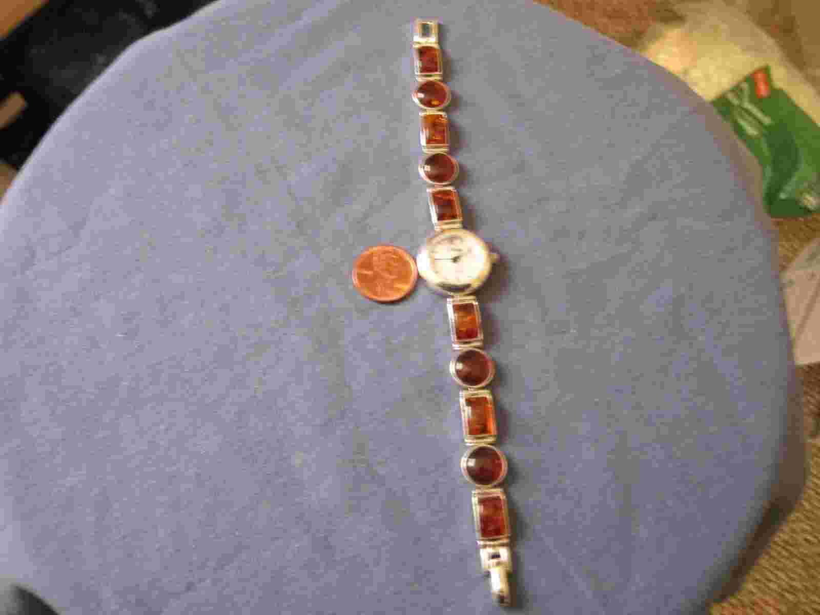 H553 ladys sterling silver amber VIVANI quartz watch bracelet