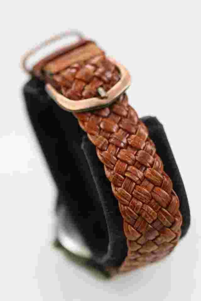 L A Express Watch Men Gold Stainless Steel WR Brown Leather Battery Quartz