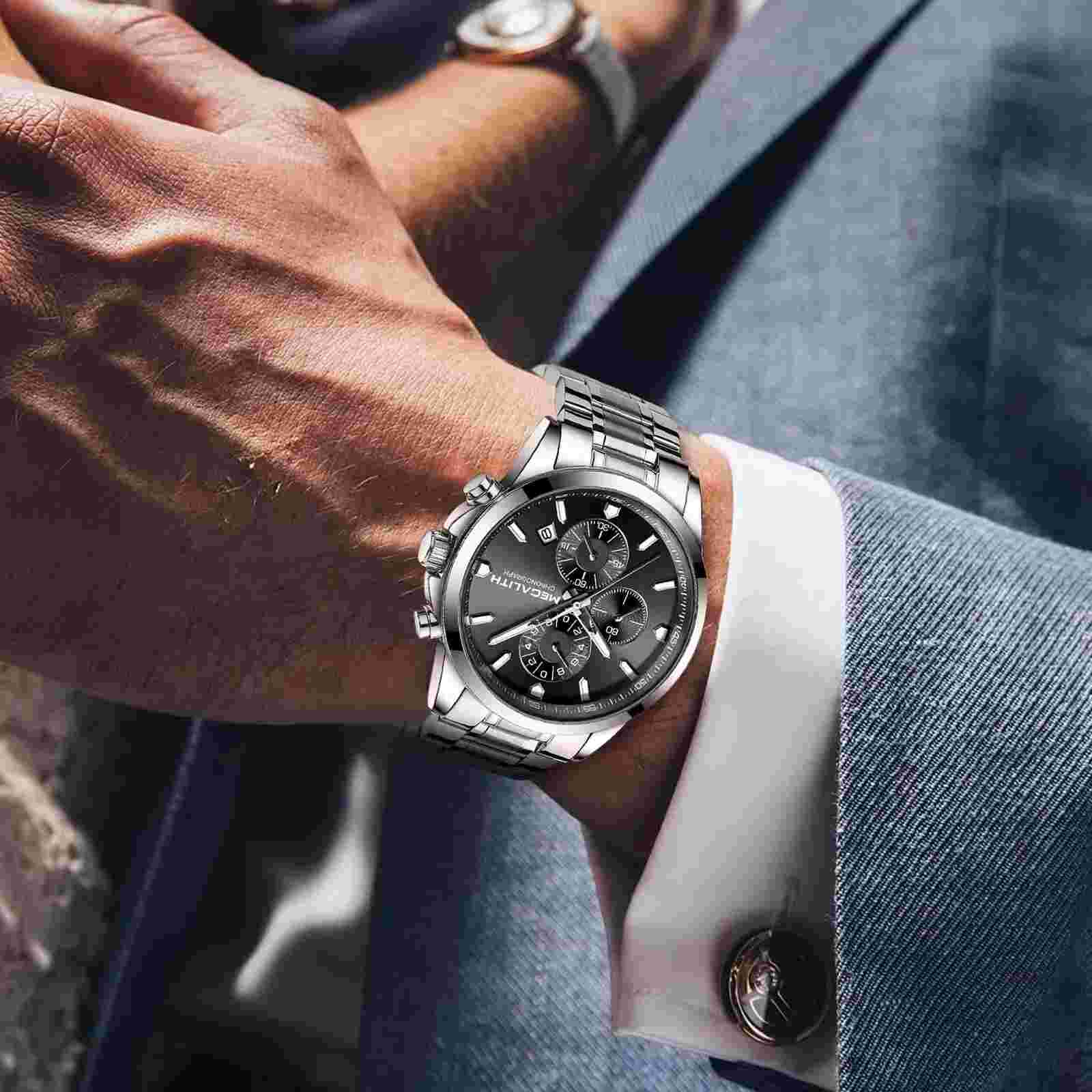 MEGALITH Mens Watches Mens Wrist Watches Waterproof Chronograph Analog Watch ...