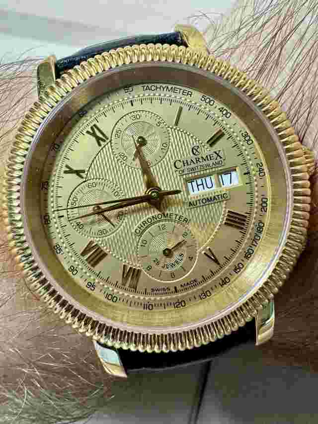 Charmex of Switzerland Gold President Chronometer Chronograph Mens Watch 1742