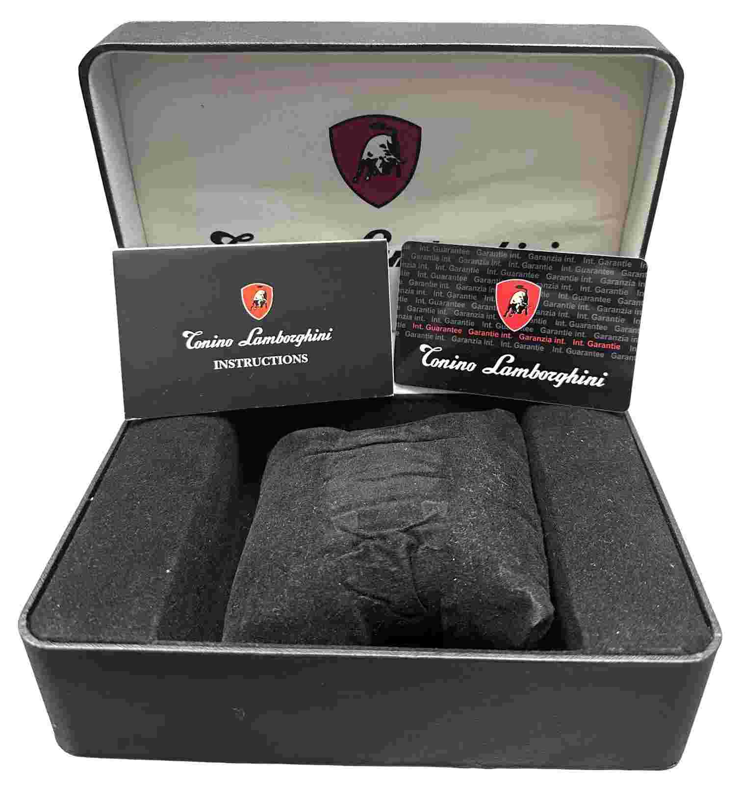 Tonio Lamborghini Chronograph Quartz Copper Silver Steel 40mm Leather BOX PAPERS