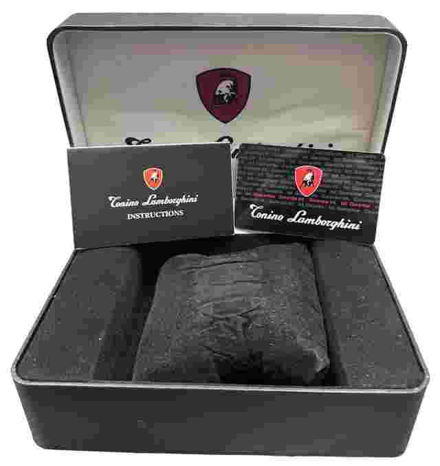 Tonio Lamborghini Chronograph Quartz Copper Silver Steel 40mm Leather BOX PAPERS