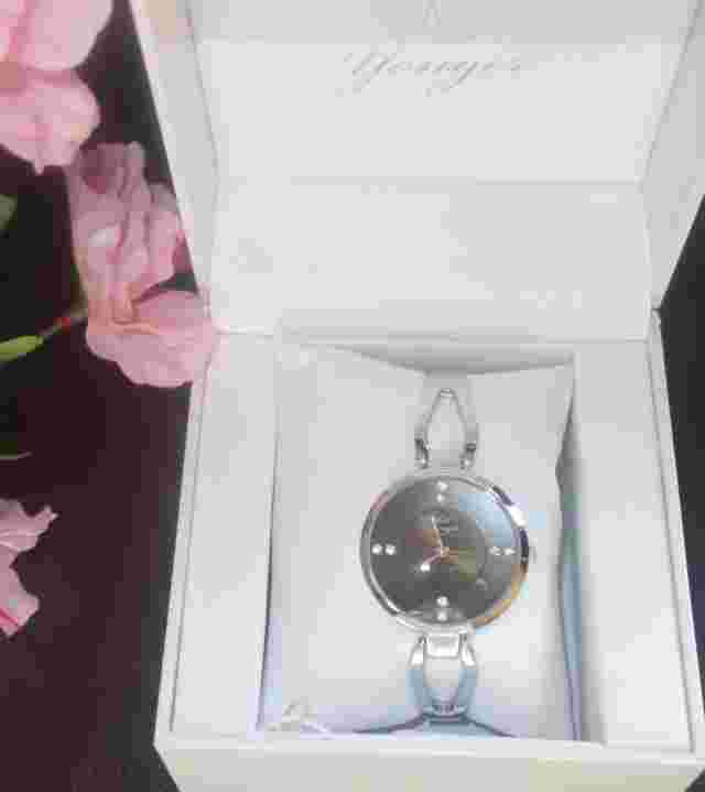 Yonger and Bresson Womens  Round Steel Black Dial Crystal Watch DMC 1486/01 new