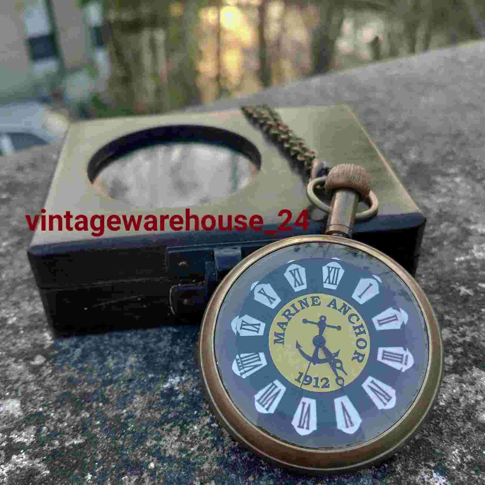 Antique Brass Pocket Watch Vintage nautical Marine watch gift For & Women