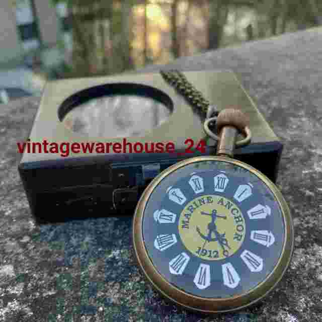 Antique Brass Pocket Watch Vintage nautical Marine watch gift For & Women