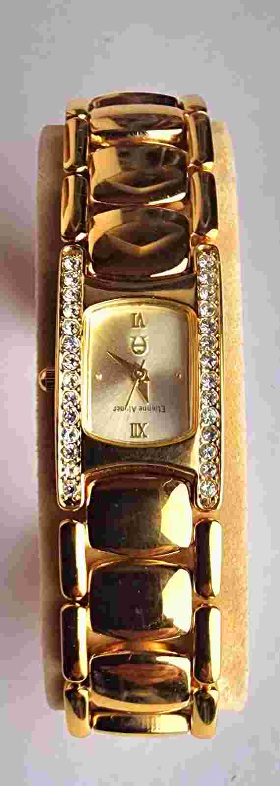 Vintage Etienne Aigner Women's Watch Gold Tone Crystals Accent, w/ Case