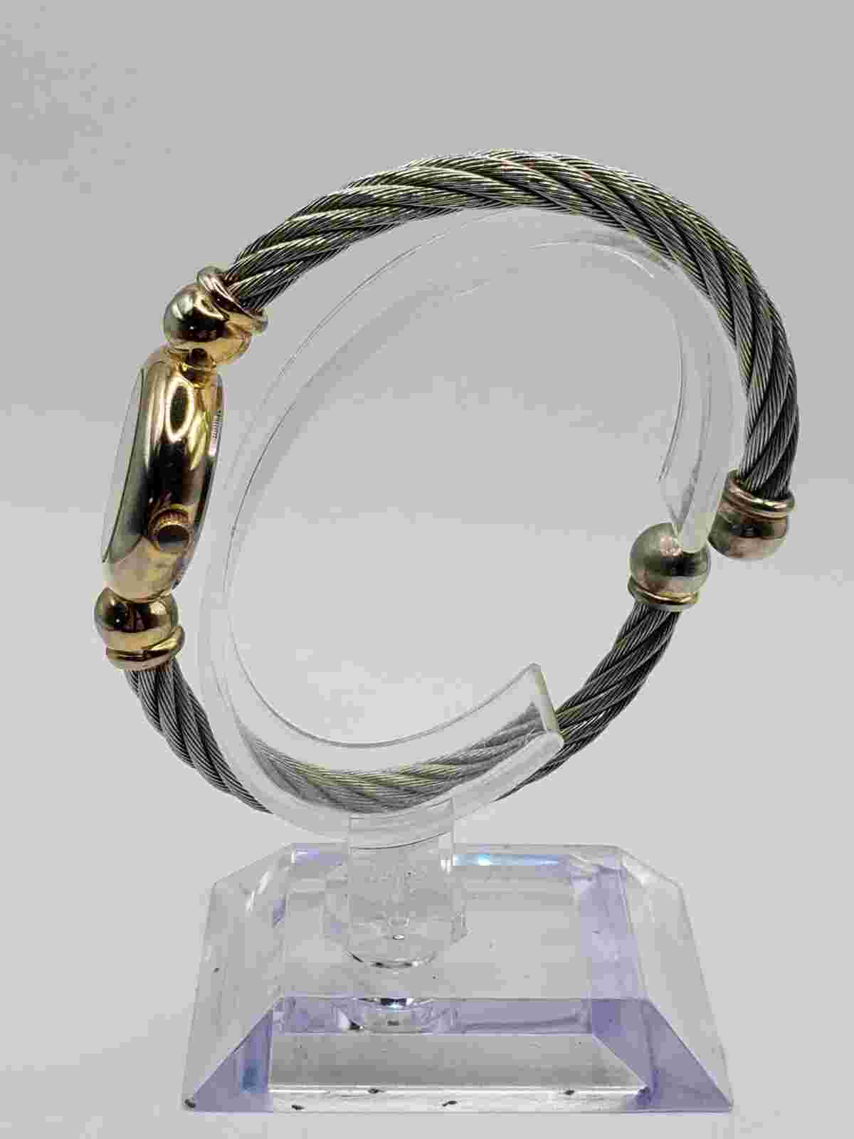 Cato Ladies Everyday Quartz Watch 24mm Round Gold/Silver Tone Twisted Wire Cuff