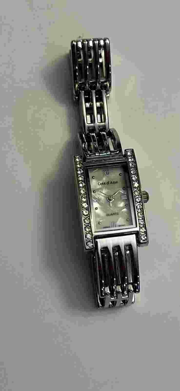 Cote d' Azur Women's Silver Tone Bracelet Wristwatch Faux Mother of Pearl Dial