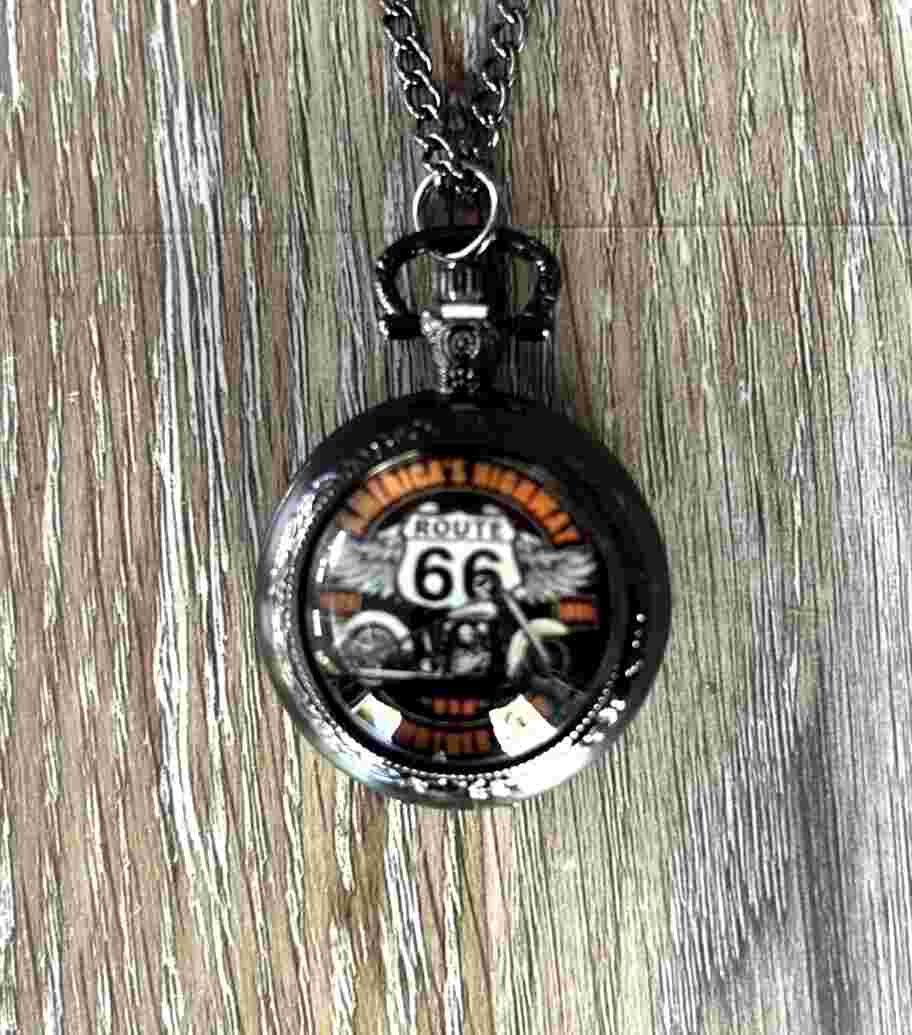 Retro Route 66 Pocket Watch Great Gift Xmas Birthday Anniversay Thankyou New