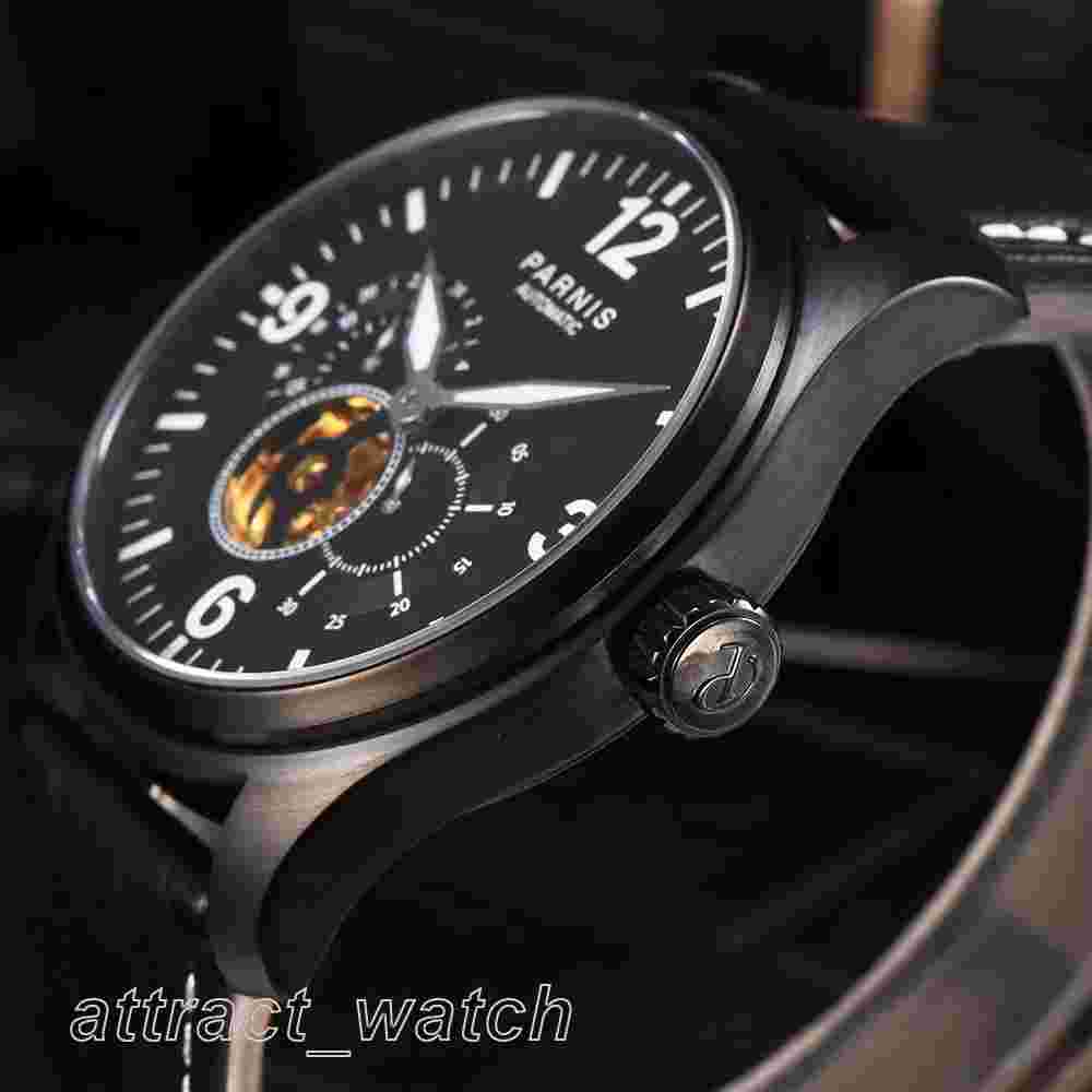 44mm Parnis Miyota Automatic Men's Mechnical Watch 24-hour Dial Sapphire Crystal