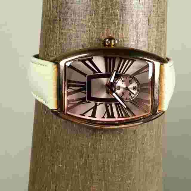 Bronzo Italia Women Bronze Dial Leather 46mm Tonneau Quartz Analog Watch 7 1/2"