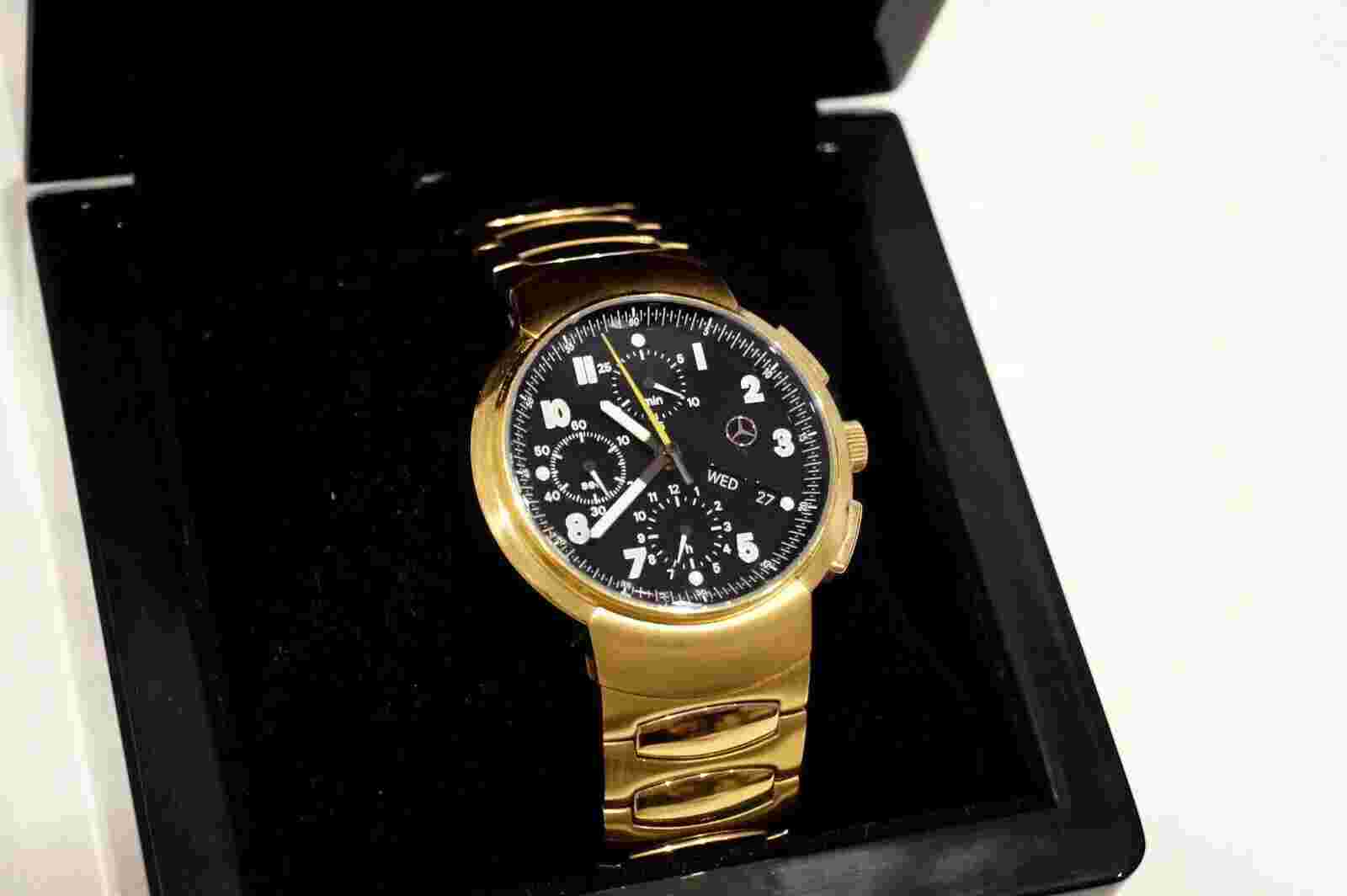 Genuine Mercedes Benz Day Date Automatic Watch Gold / Valjoux 7750