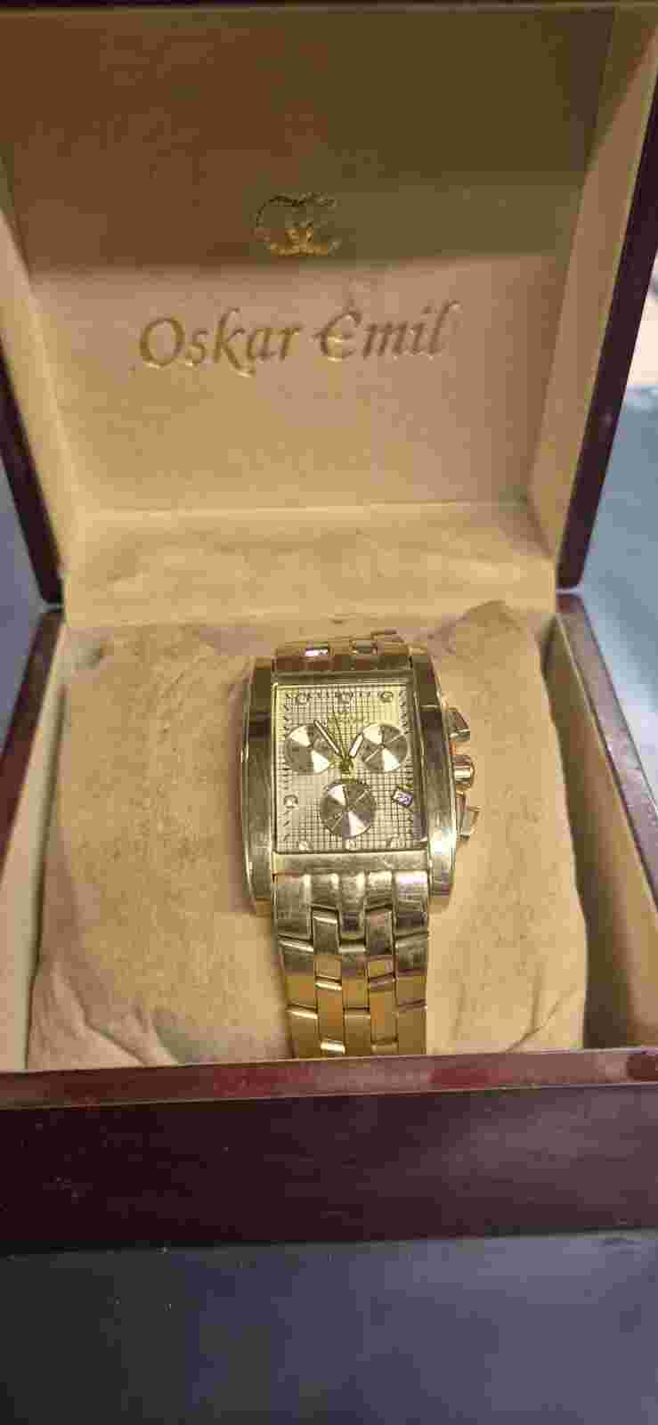Men Watches Chronograph 7 Real Diamonds, Limited Edition Gold P Oskar Emil