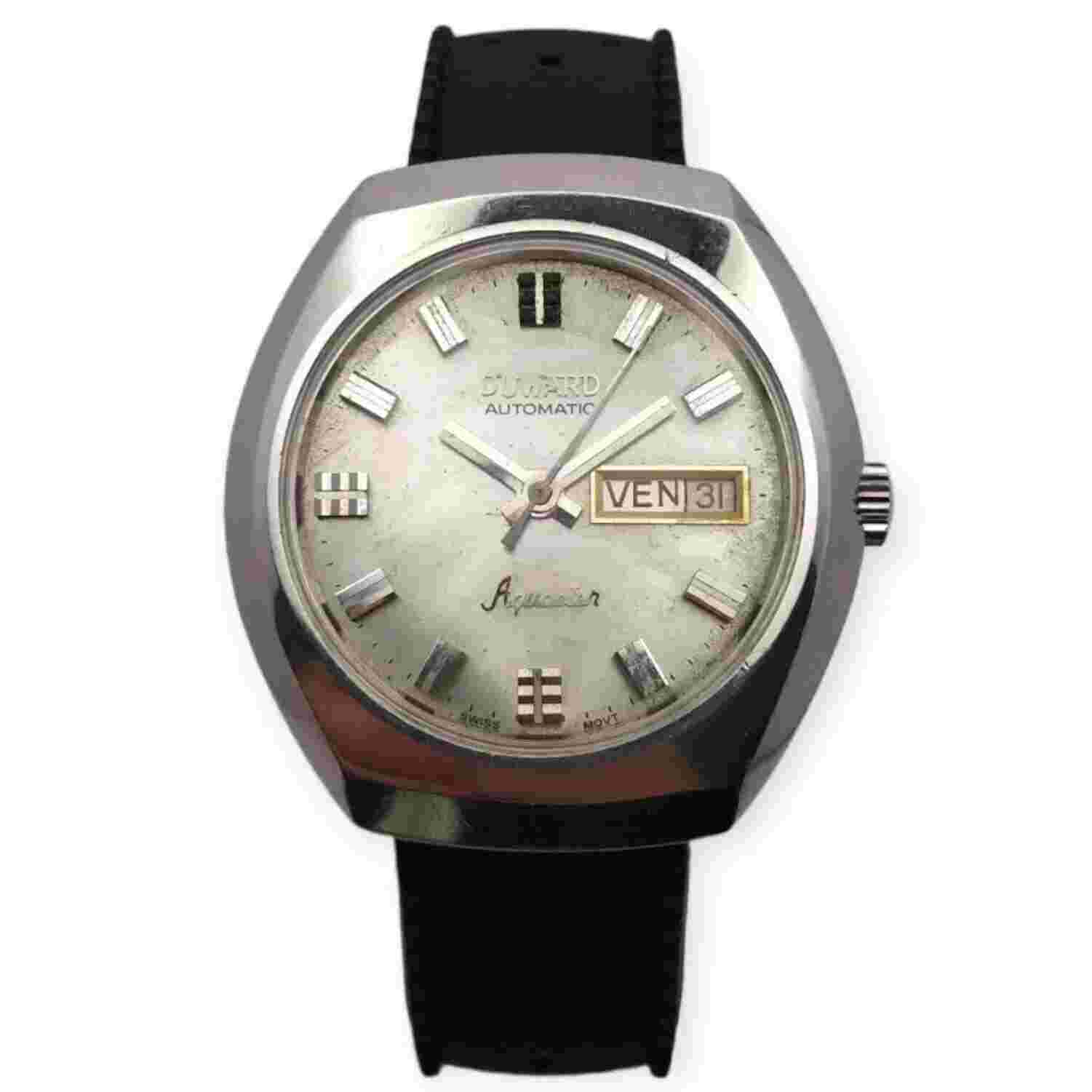 Duward Aquastar 39mm 1970s Automatic AS 2068 Lebrocantheure Montre Vintage Watch