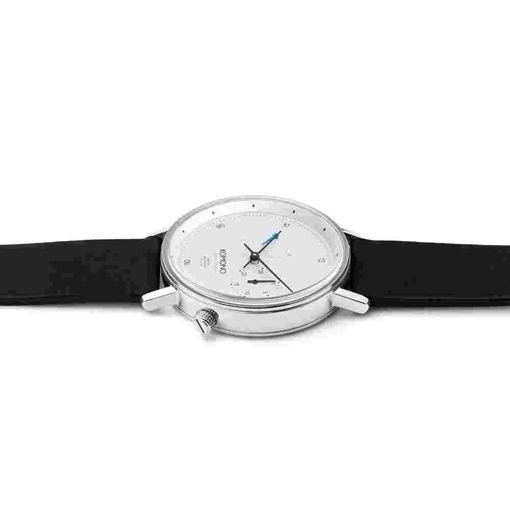 Komono Walther White Dial And Black Leather Strap Unisex Watch KOM-W4032