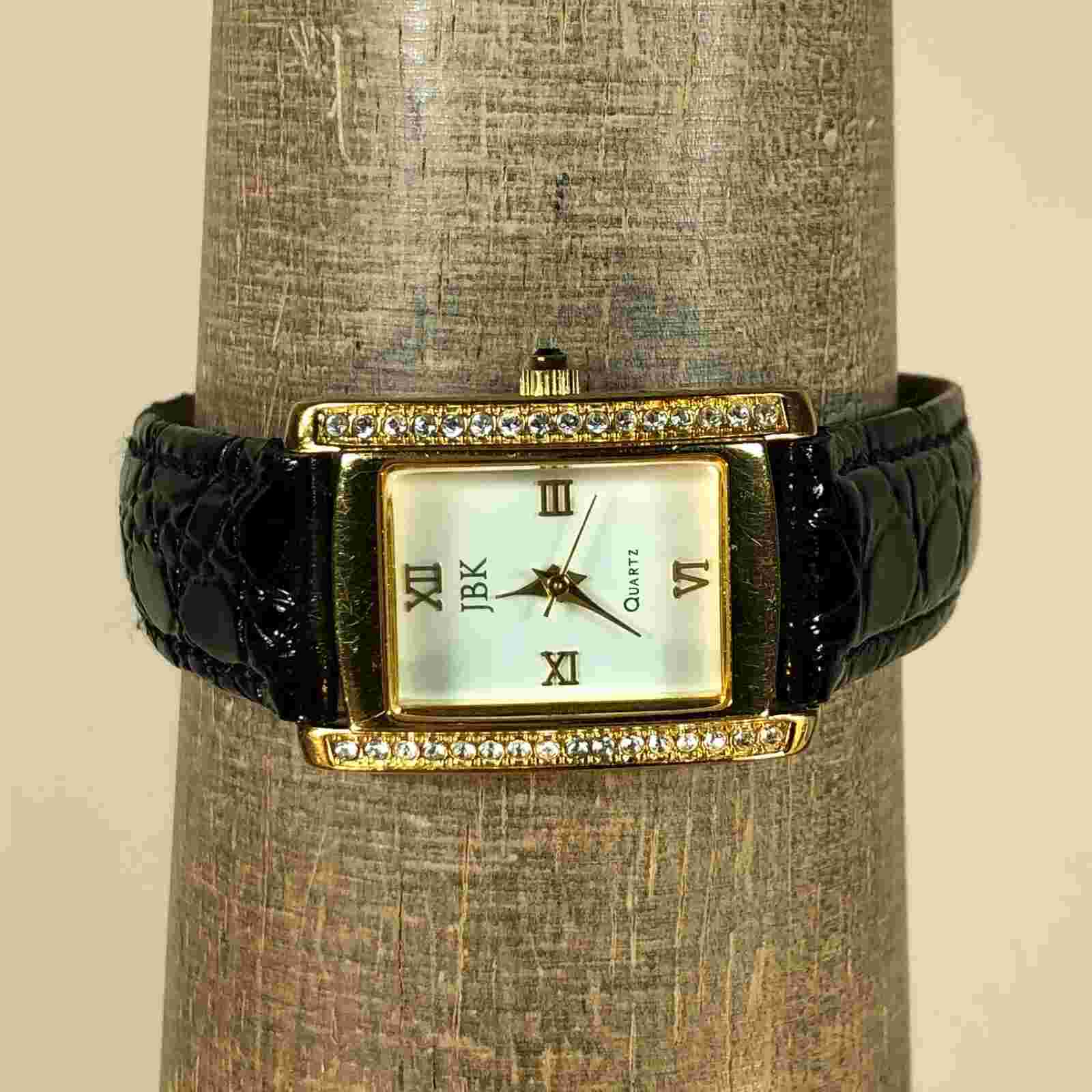 JBK Ladies Collection AB721409 Camrose & Kross Black Croc Leather Watch 7 1/4"