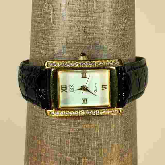 JBK Ladies Collection AB721409 Camrose & Kross Black Croc Leather Watch 7 1/4"