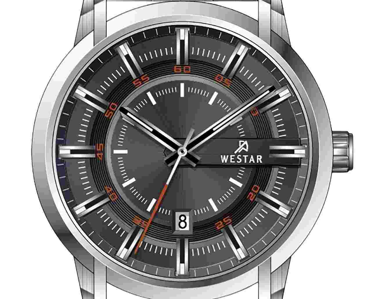 Westar Profile Stainless Steel Black Dial Quartz 50229STN803 50M Mens Watch
