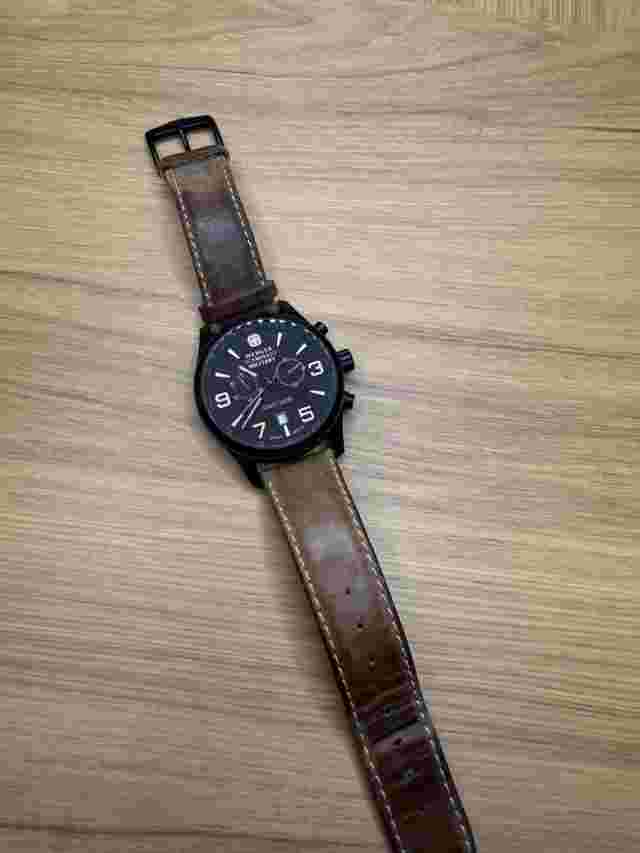 Wenger Men's Swiss Military Chronograph Watch 79091 With Brown Leather Band