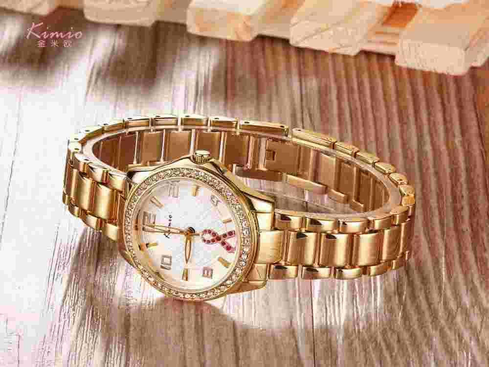 Kimio 6143 Rose Gold Steel Classic Glitter Wrist Watch for Women