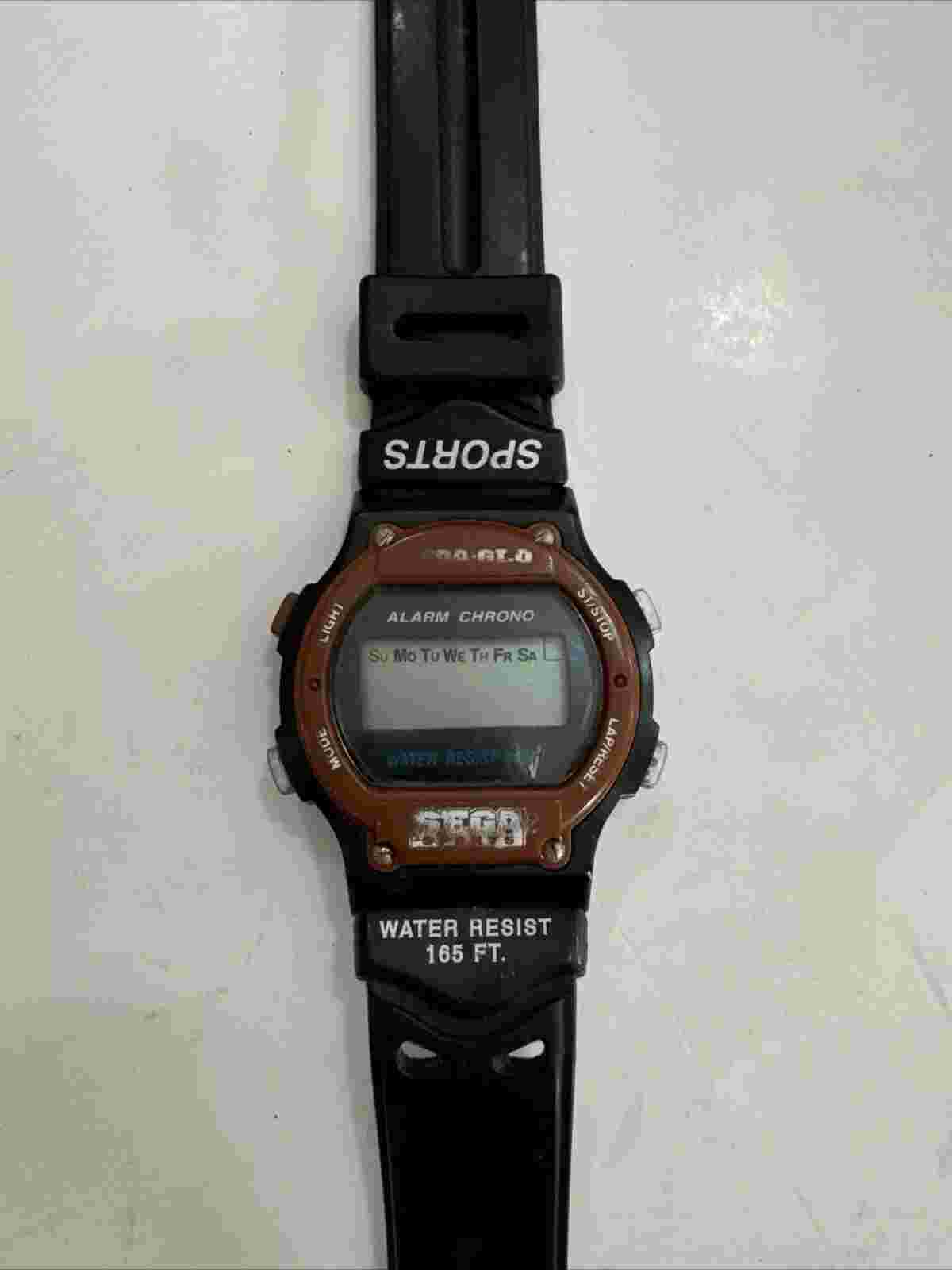 Vintage Sega Sports Indigo Watch Digital 165’ Water Resistance Untested
