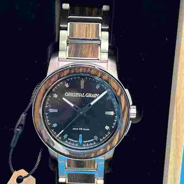 ORIGINAL GRAIN American Heritage Charred Oak Bourbon Barrel Silver 42mm