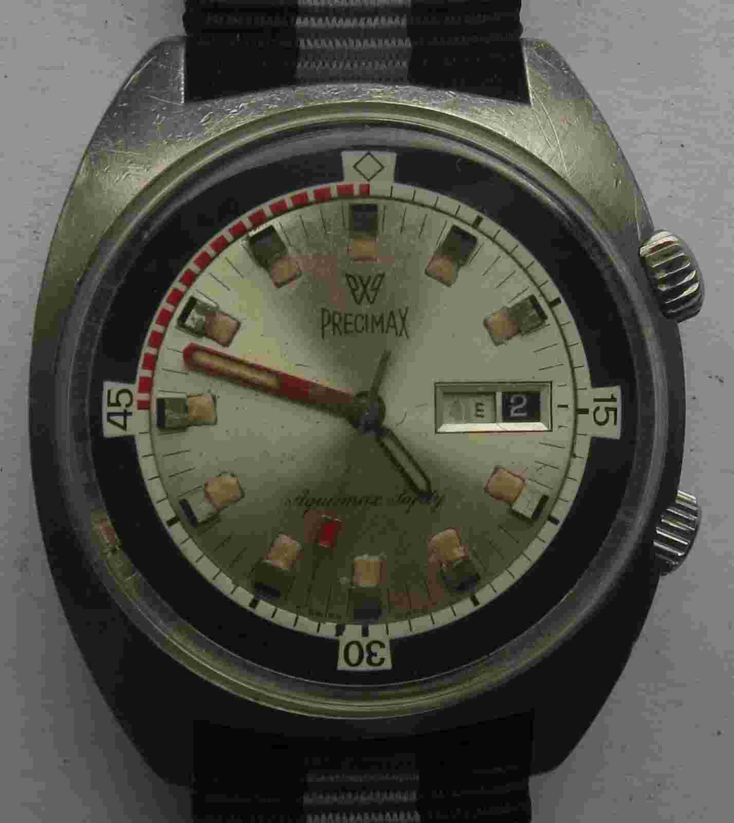 Precimax Aquamax Safety Super Compressor mens wristwatch steel case automatic