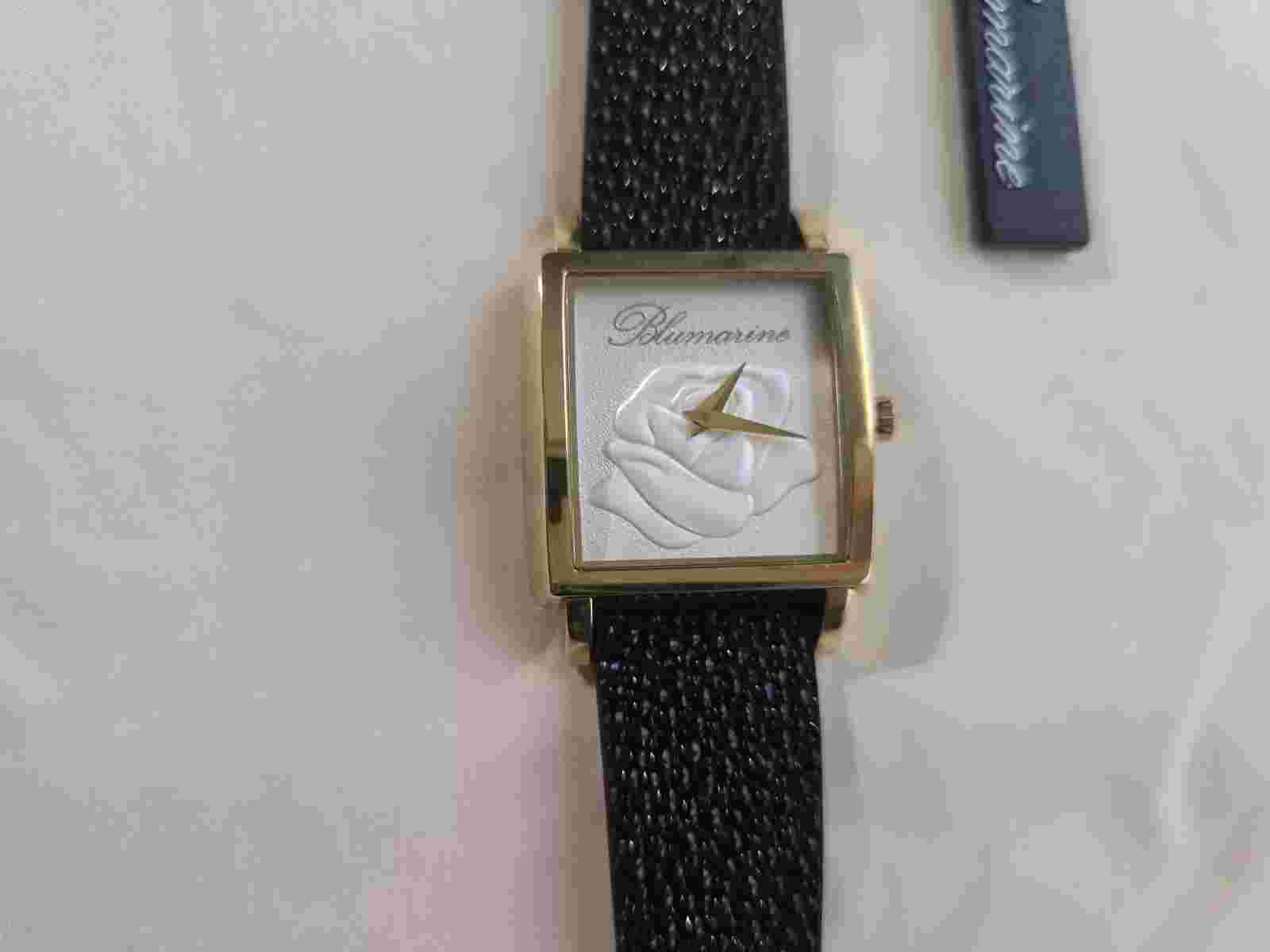 NEW Blumarine BM.3149L/04 Womens Textured Black Leather Rose Dial Fashion Watch