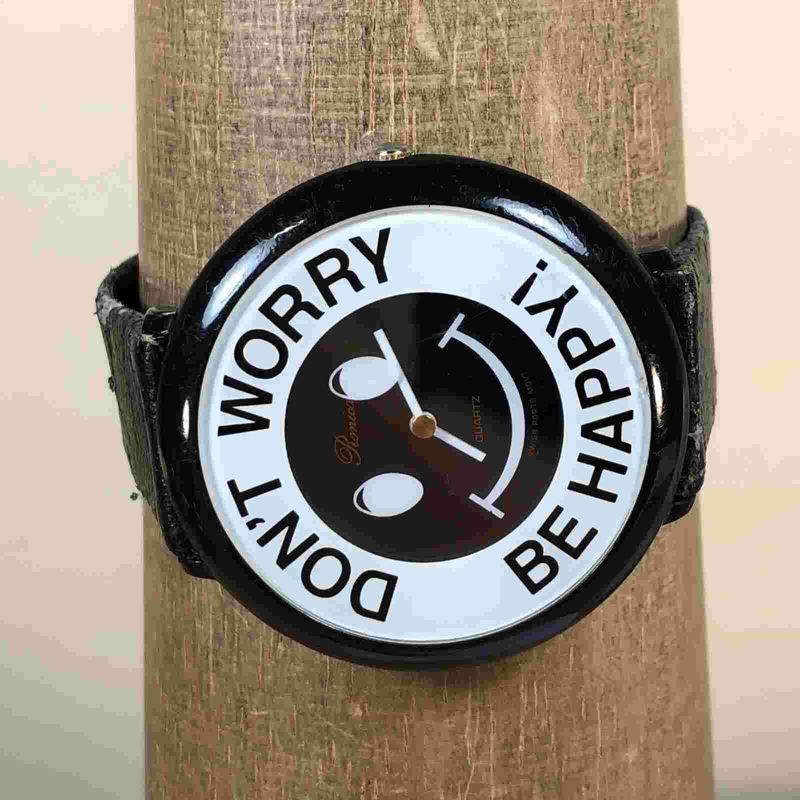 Ronica Don't Worry Be Happy Unisex Leather Quartz Watch 7 1/4" **See Description