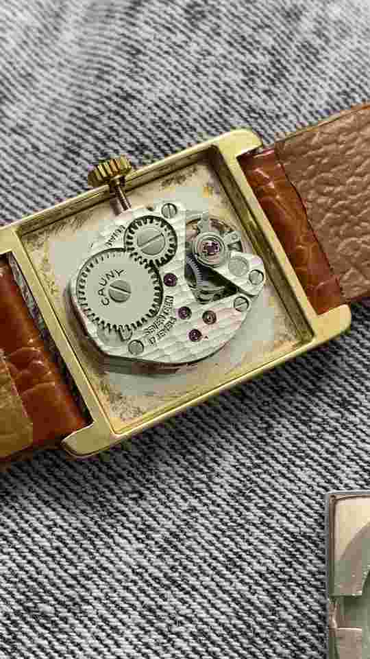 NOS Watch Tank Cauny Style Cartier tank Chiffres Romains Wristwatch 1970s