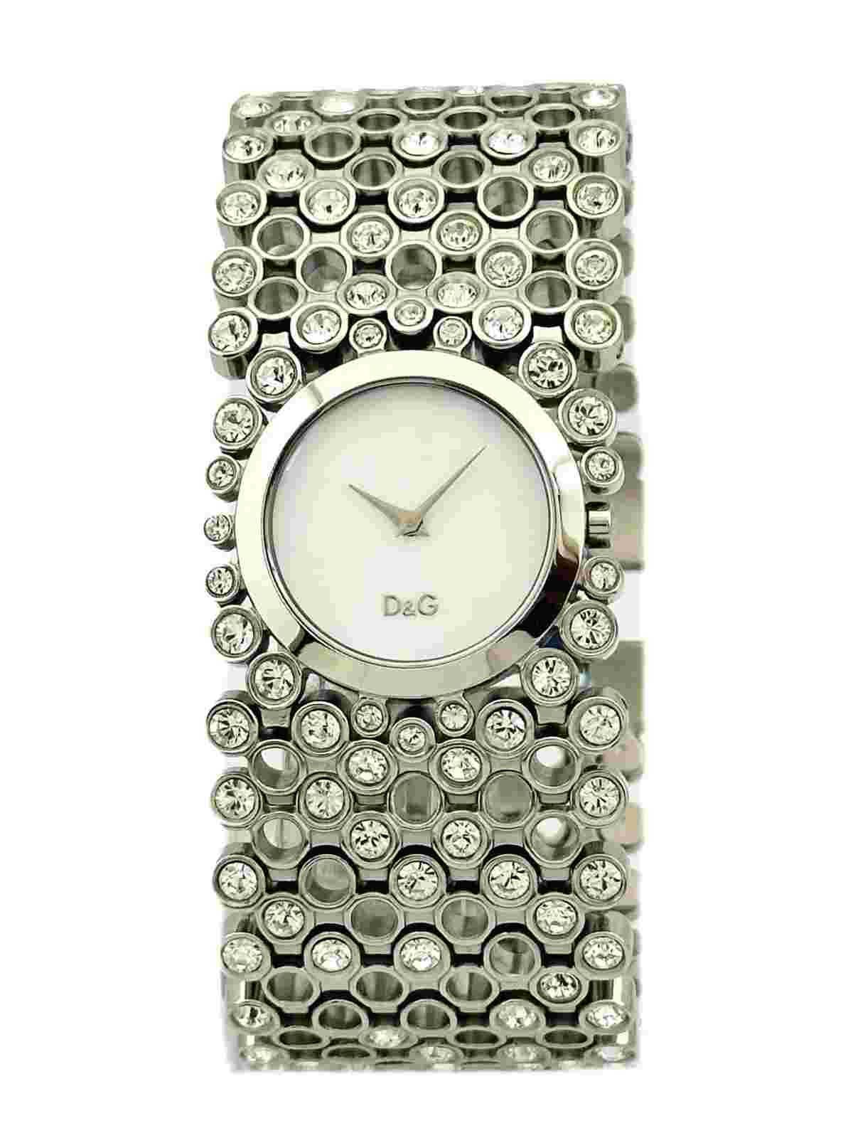 Dolce and Gabbana Ladies DW0243 Risky Stainless Steel Stones Watch with MOP Dial