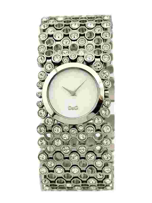 Dolce and Gabbana Ladies DW0243 Risky Stainless Steel Stones Watch with MOP Dial