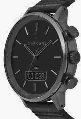 Rip Curl Mens DETROIT TIDE DIGITAL LEATHER SURF WATCH New - A1165 Gunmetal